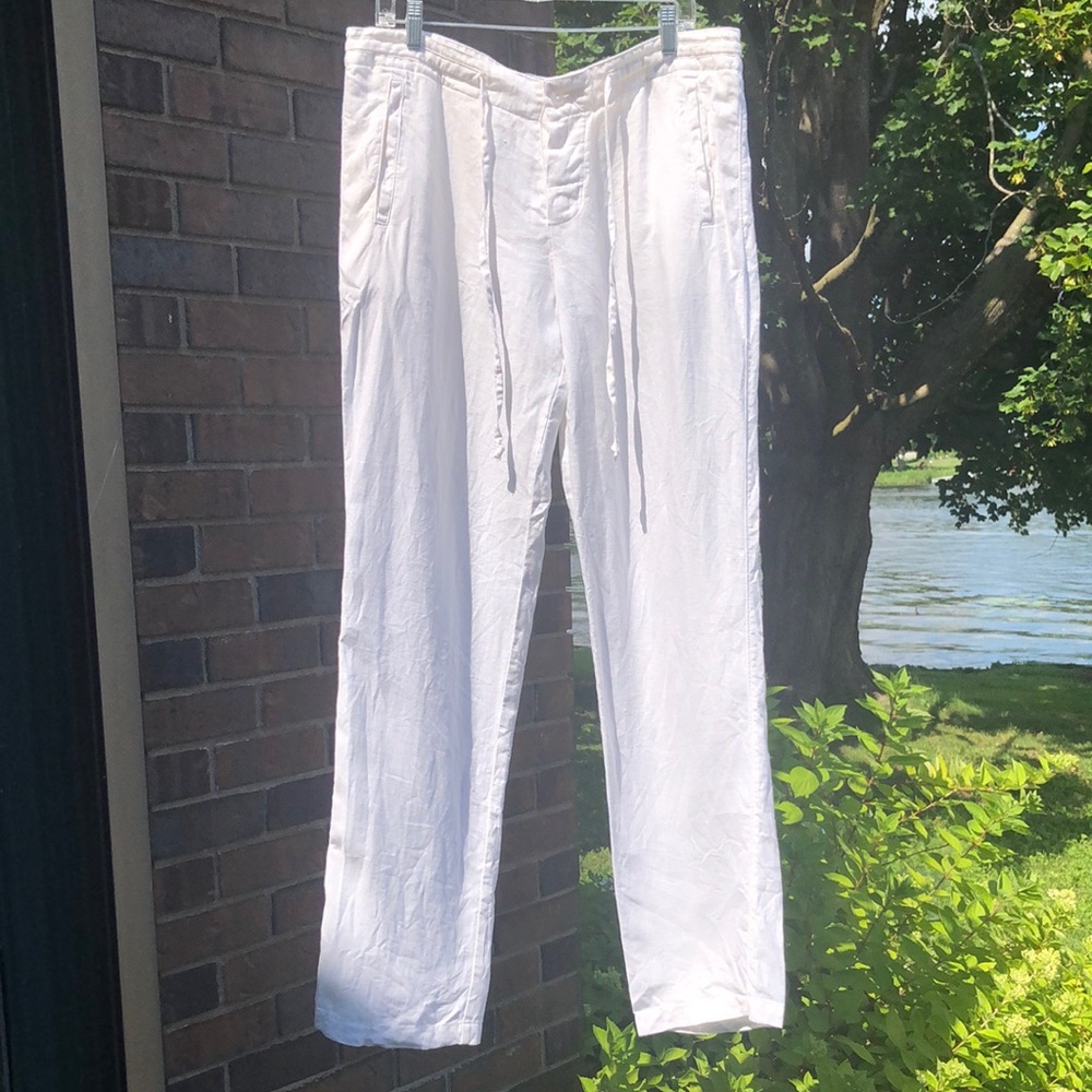 Men’s White Linen Drawstring Pants